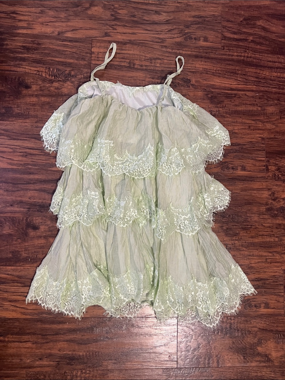 SHEIN Light Green Lace Tiered Camisole Dress for Women